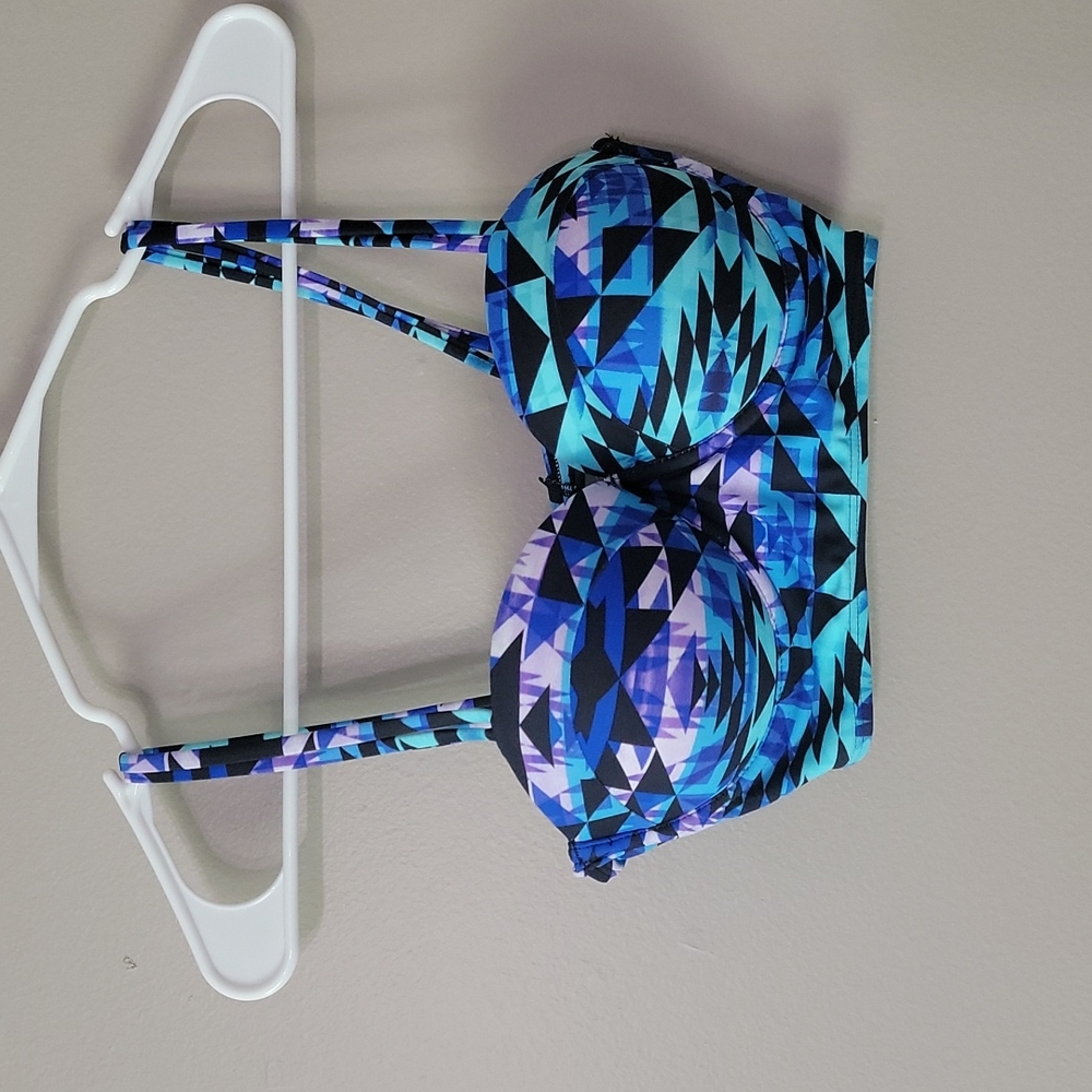 Arizona Black Blue Purple Green Swimsuit Bikini Top Size M